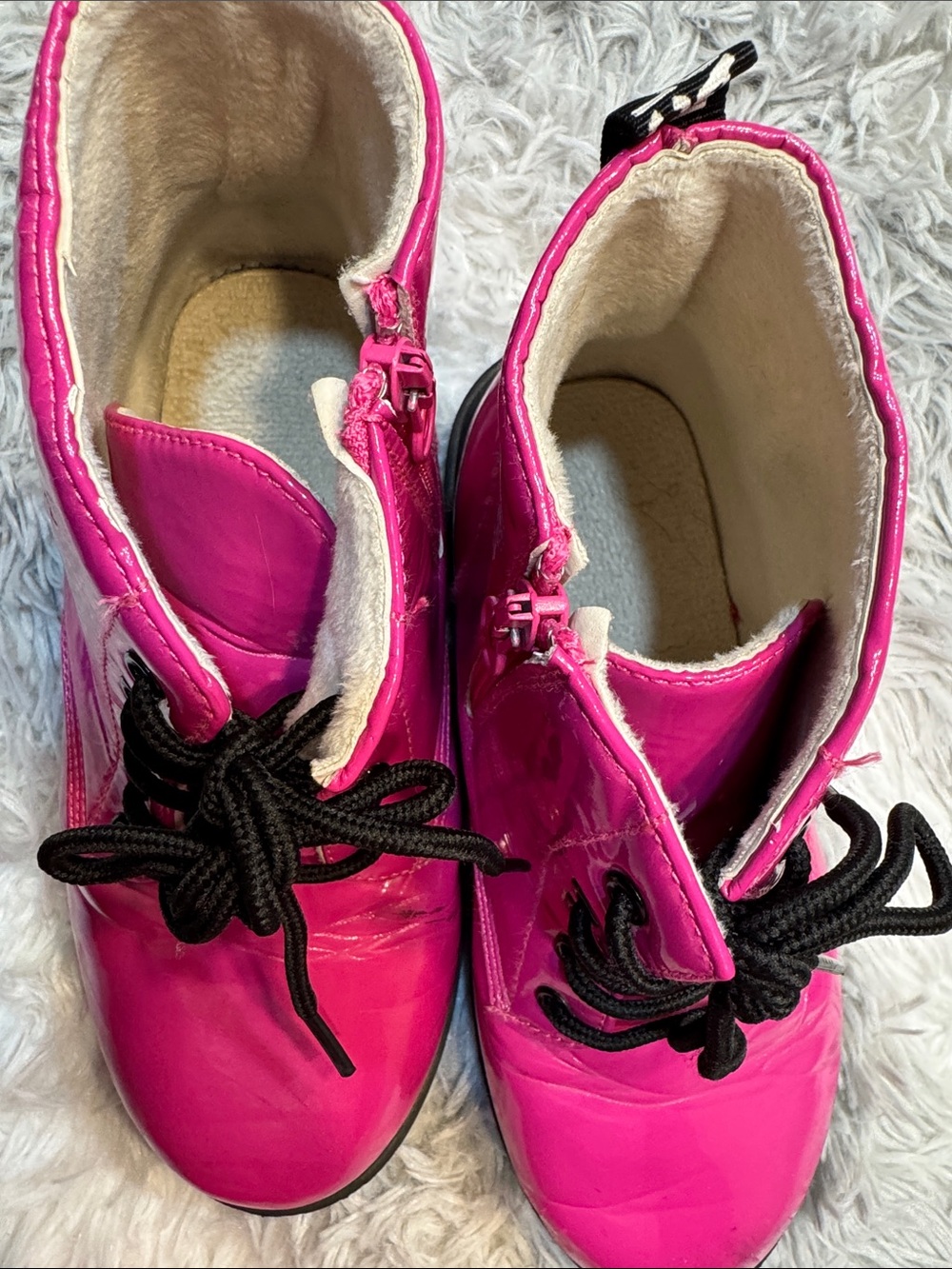 Hot Pink Patent Lace-Up Women's Boots - Stylish Everyday Look - Picture 2 of 4